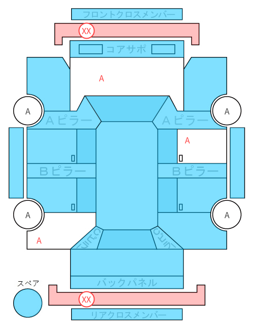 Body condition diagram (damage marks, Japanese labels)