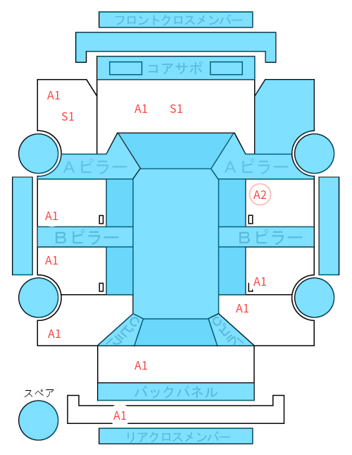 Body condition diagram (damage marks, Japanese labels)