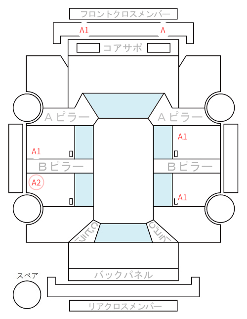 Body condition diagram (damage marks, Japanese labels)