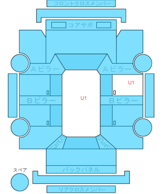 Body condition diagram (damage marks, Japanese labels)