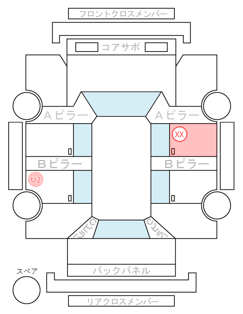 Body condition diagram (damage marks, Japanese labels)