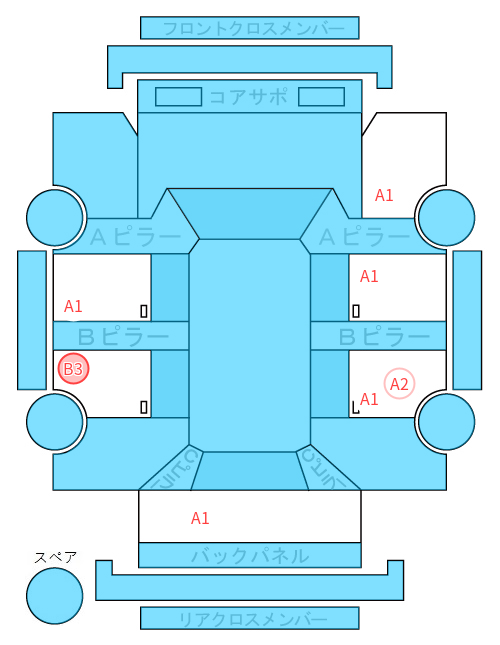 Body condition diagram (damage marks, Japanese labels)