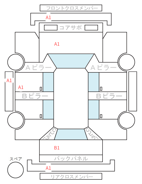 Body condition diagram (damage marks, Japanese labels)