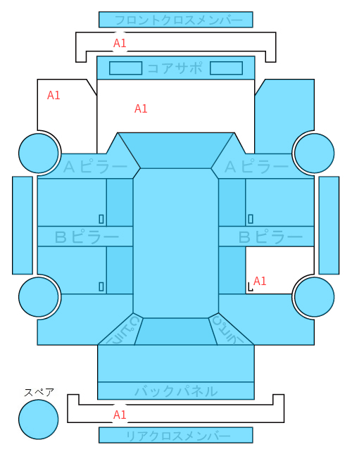 Body condition diagram (damage marks, Japanese labels)
