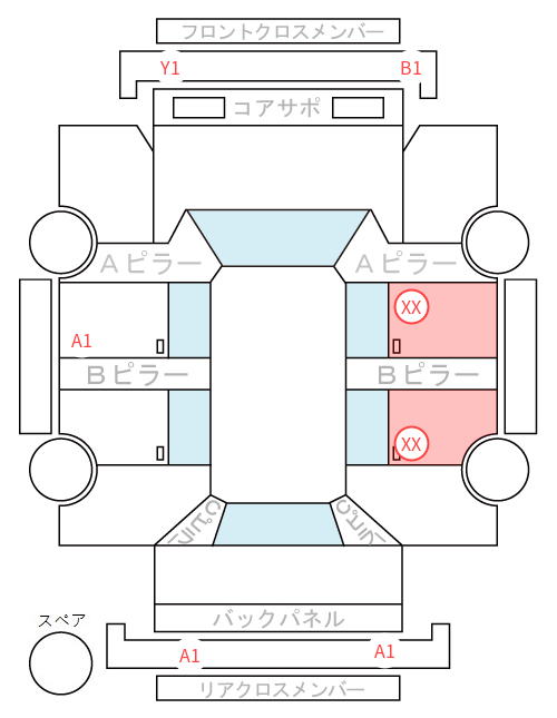 Body condition diagram (damage marks, Japanese labels)