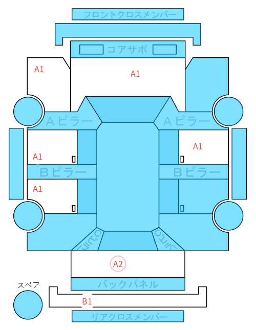 Body condition diagram (damage marks, Japanese labels)