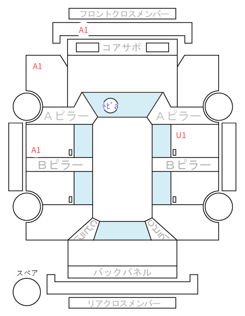 Body condition diagram (damage marks, Japanese labels)