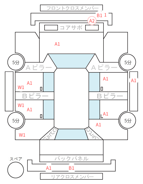 Body condition diagram (damage marks, Japanese labels)