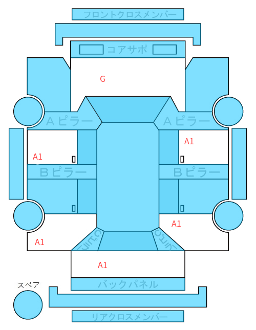 Body condition diagram (damage marks, Japanese labels)