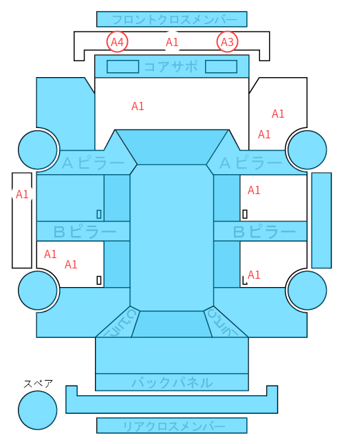 Body condition diagram (damage marks, Japanese labels)