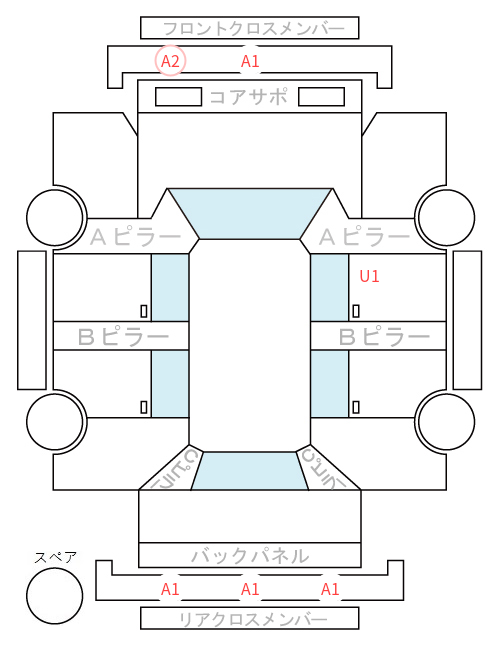 Body condition diagram (damage marks, Japanese labels)