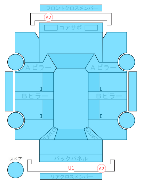 Body condition diagram (damage marks, Japanese labels)