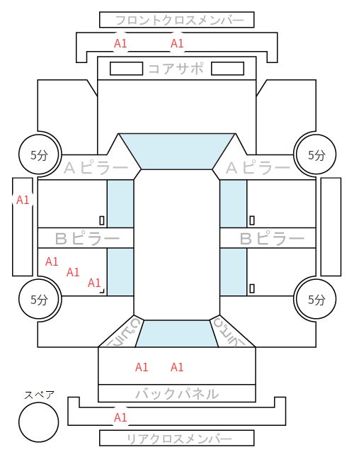 Body condition diagram (damage marks, Japanese labels)