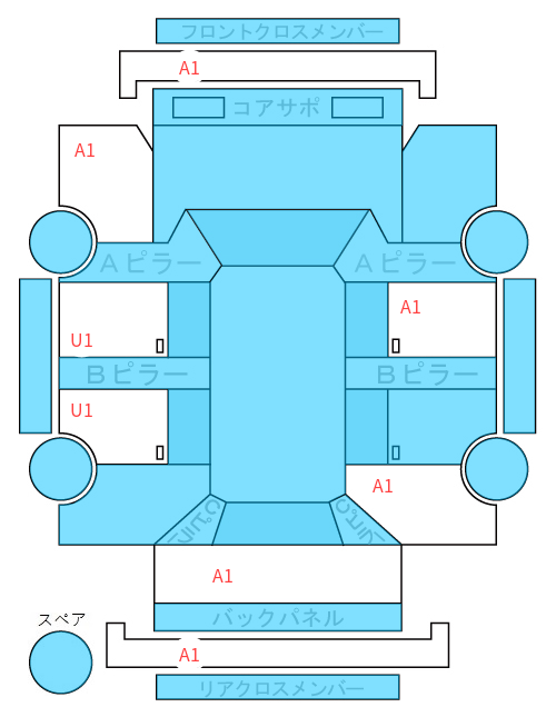 Body condition diagram (damage marks, Japanese labels)