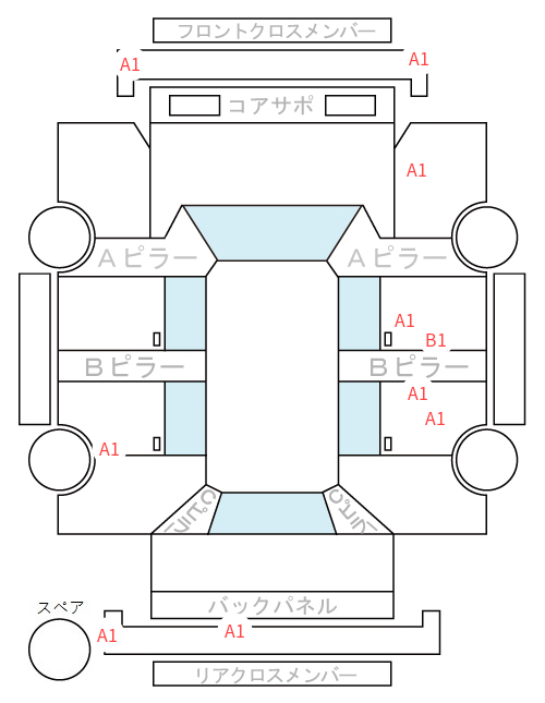 Body condition diagram (damage marks, Japanese labels)