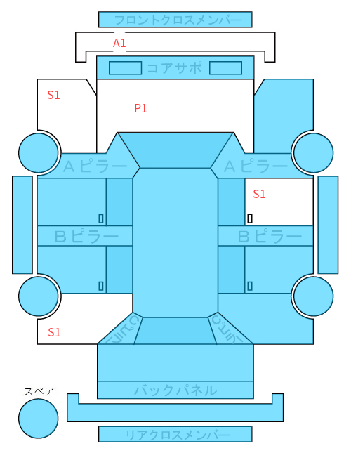 Body condition diagram (damage marks, Japanese labels)