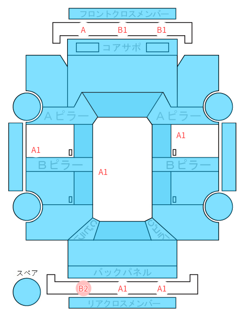 Body condition diagram (damage marks, Japanese labels)
