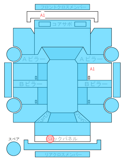 Body condition diagram (damage marks, Japanese labels)