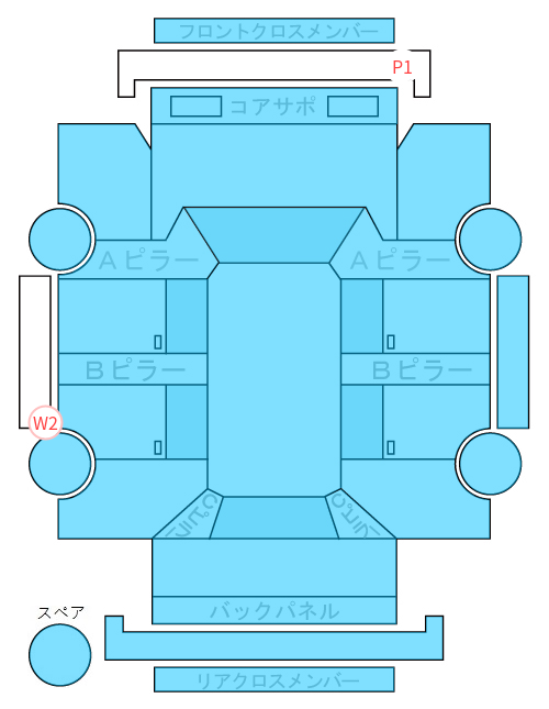 Body condition diagram (damage marks, Japanese labels)
