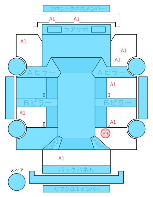 Body condition diagram (damage marks, Japanese labels)