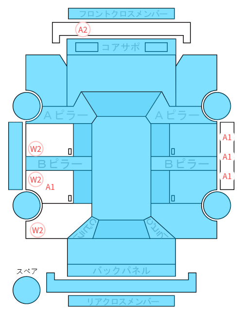 Body condition diagram (damage marks, Japanese labels)
