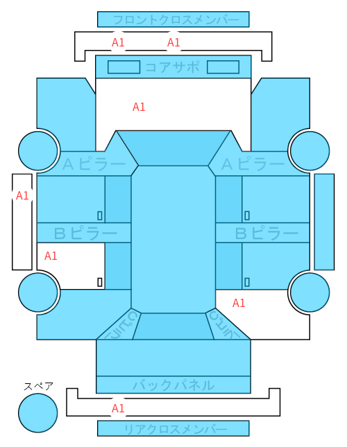 Body condition diagram (damage marks, Japanese labels)