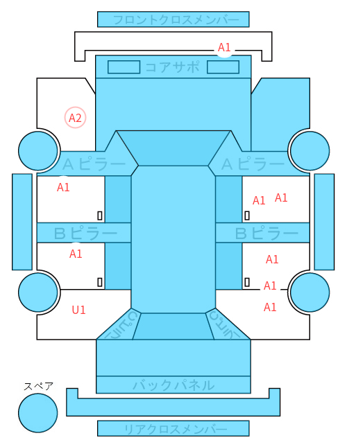 Body condition diagram (damage marks, Japanese labels)