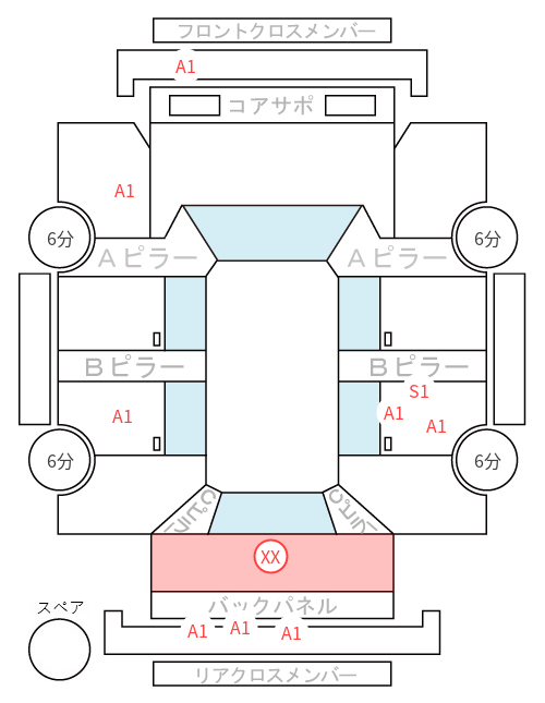 Body condition diagram (damage marks, Japanese labels)