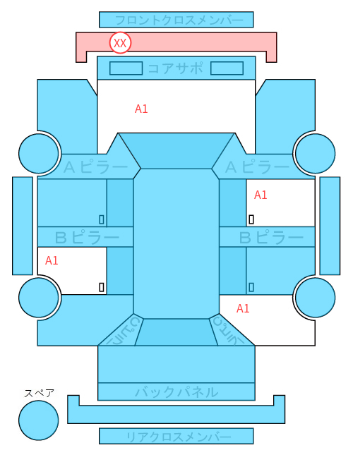 Body condition diagram (damage marks, Japanese labels)
