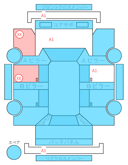 Body condition diagram (damage marks, Japanese labels)