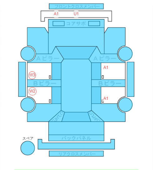 Body condition diagram (damage marks, Japanese labels)