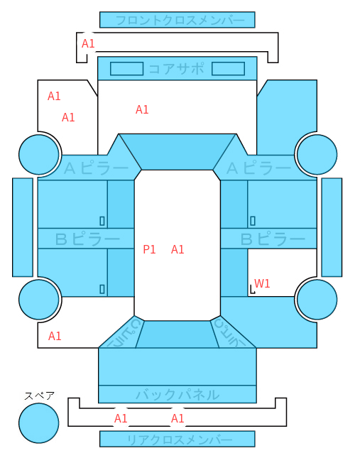 Body condition diagram (damage marks, Japanese labels)