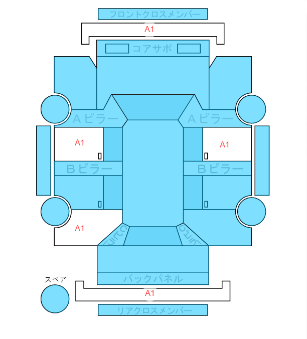 Body condition diagram (damage marks, Japanese labels)