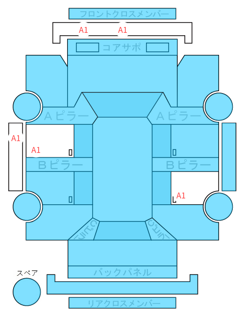 Body condition diagram (damage marks, Japanese labels)