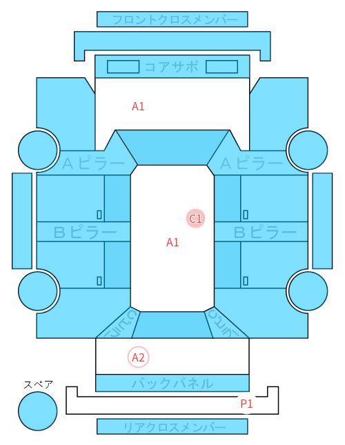 Body condition diagram (damage marks, Japanese labels)