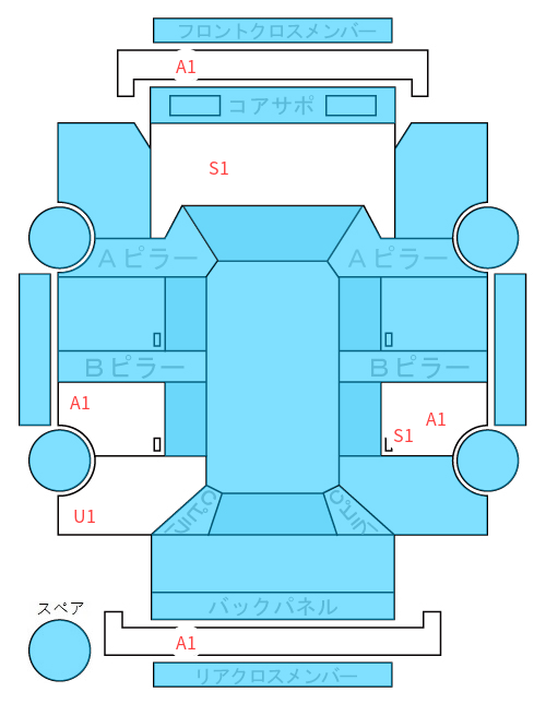 Body condition diagram (damage marks, Japanese labels)
