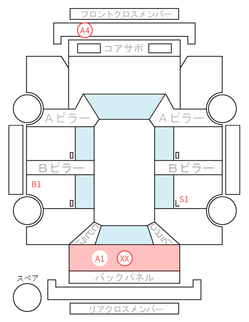 Body condition diagram (damage marks, Japanese labels)