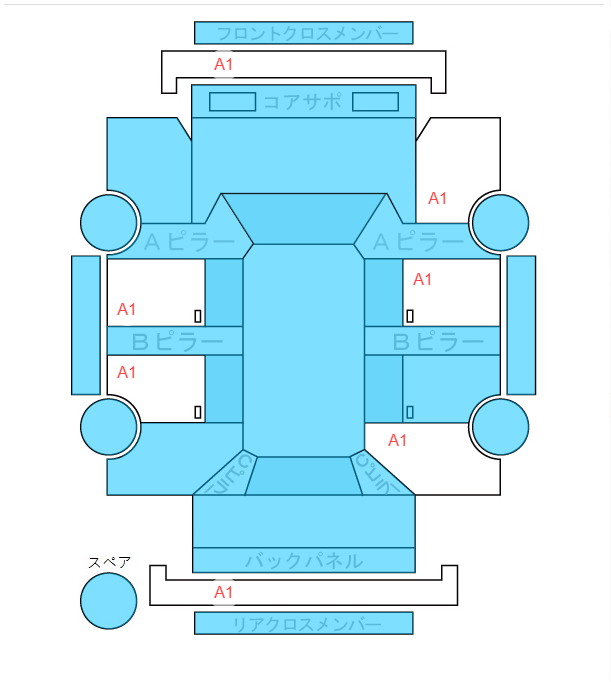 Body condition diagram (damage marks, Japanese labels)