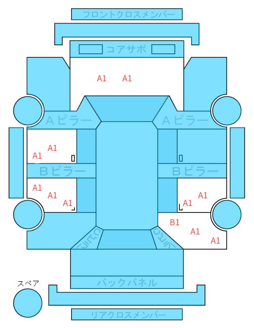 Body condition diagram (damage marks, Japanese labels)