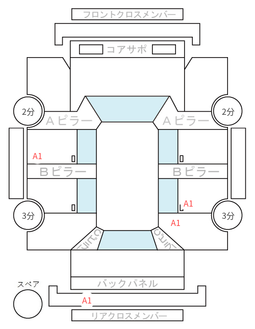 Body condition diagram (damage marks, Japanese labels)
