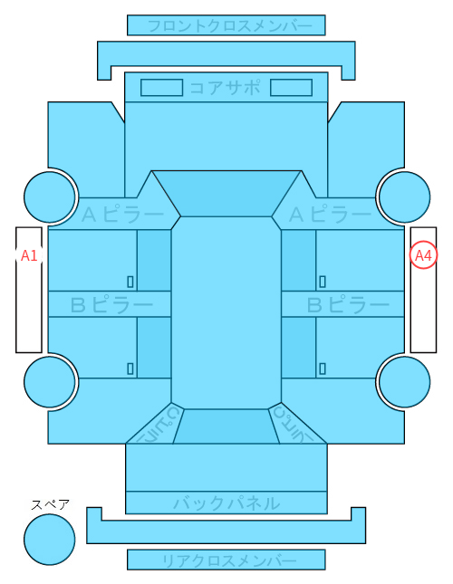 Body condition diagram (damage marks, Japanese labels)