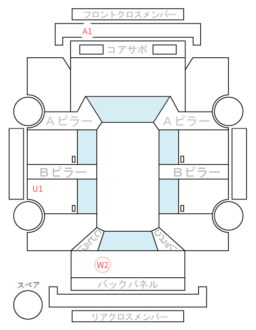 Body condition diagram (damage marks, Japanese labels)