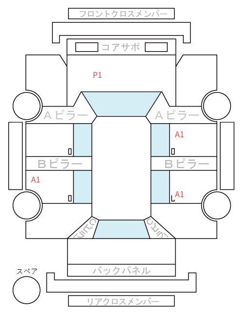Body condition diagram (damage marks, Japanese labels)