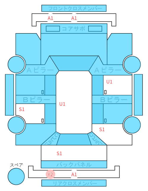 Body condition diagram (damage marks, Japanese labels)