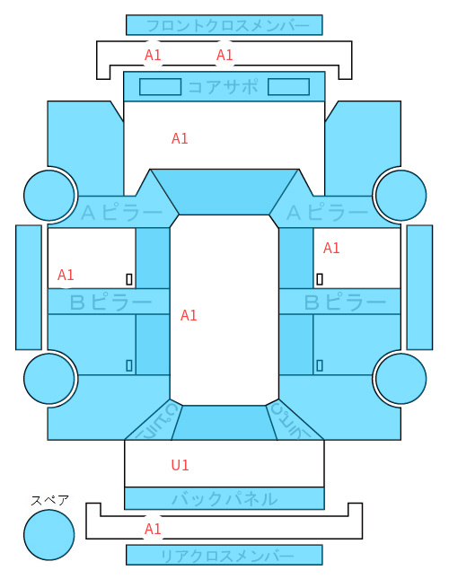 Body condition diagram (damage marks, Japanese labels)