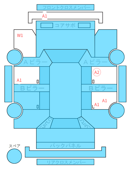 Body condition diagram (damage marks, Japanese labels)