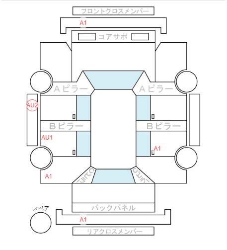 Body condition diagram (damage marks, Japanese labels)