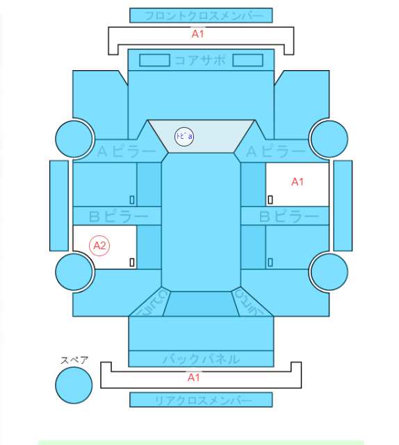 Body condition diagram (damage marks, Japanese labels)