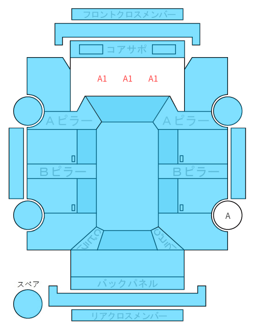 Body condition diagram (damage marks, Japanese labels)