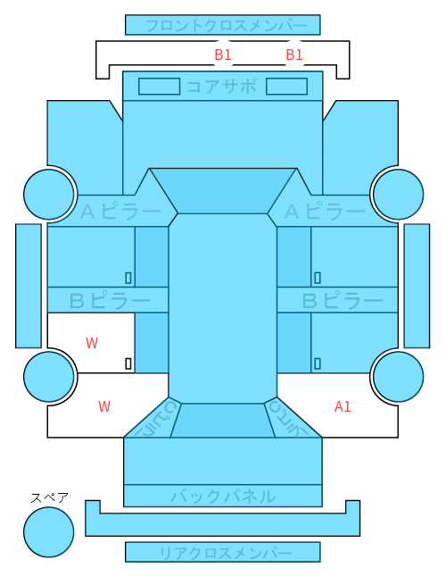 Body condition diagram (damage marks, Japanese labels)